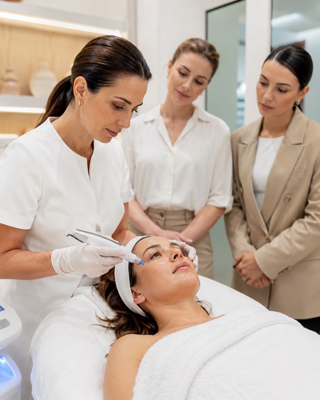 Curs Advanced Aesthetics — demonstrație practică de skin resurfacing facial pentru cursante